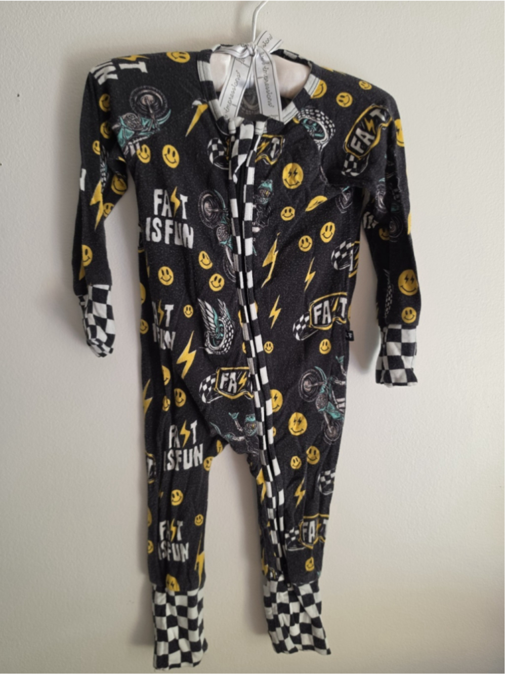 Little Trouble Punk Jammies Bamboo Viscose Two-Way Zip Romper 3-6M VGUC